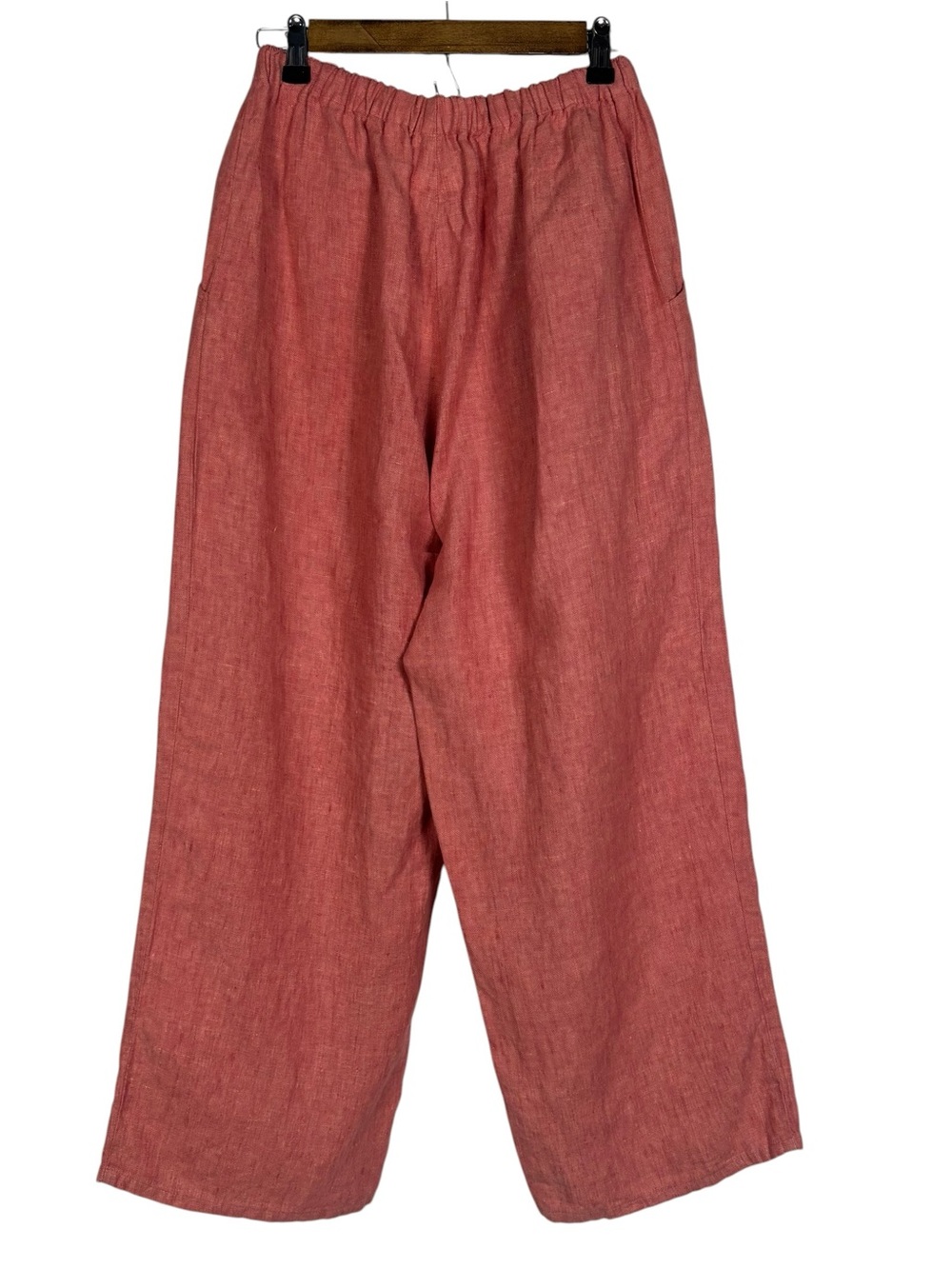 FLAX 100% Linen Wide Leg Pants Women's Size Small Light Pink Pockets